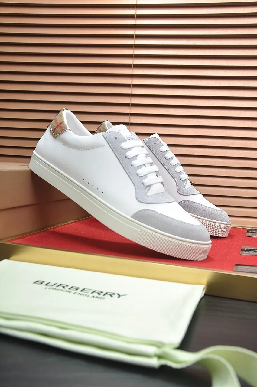 Men's shoes💰480💶[Burberry] (cowhide lining) classic low-top sneakers｜Imported cowhide with classic plaid fabric｜Cow leather lining｜Original outsole｜Fine workmanship and comfortable to wear Size: 38-44 (customized at 45)